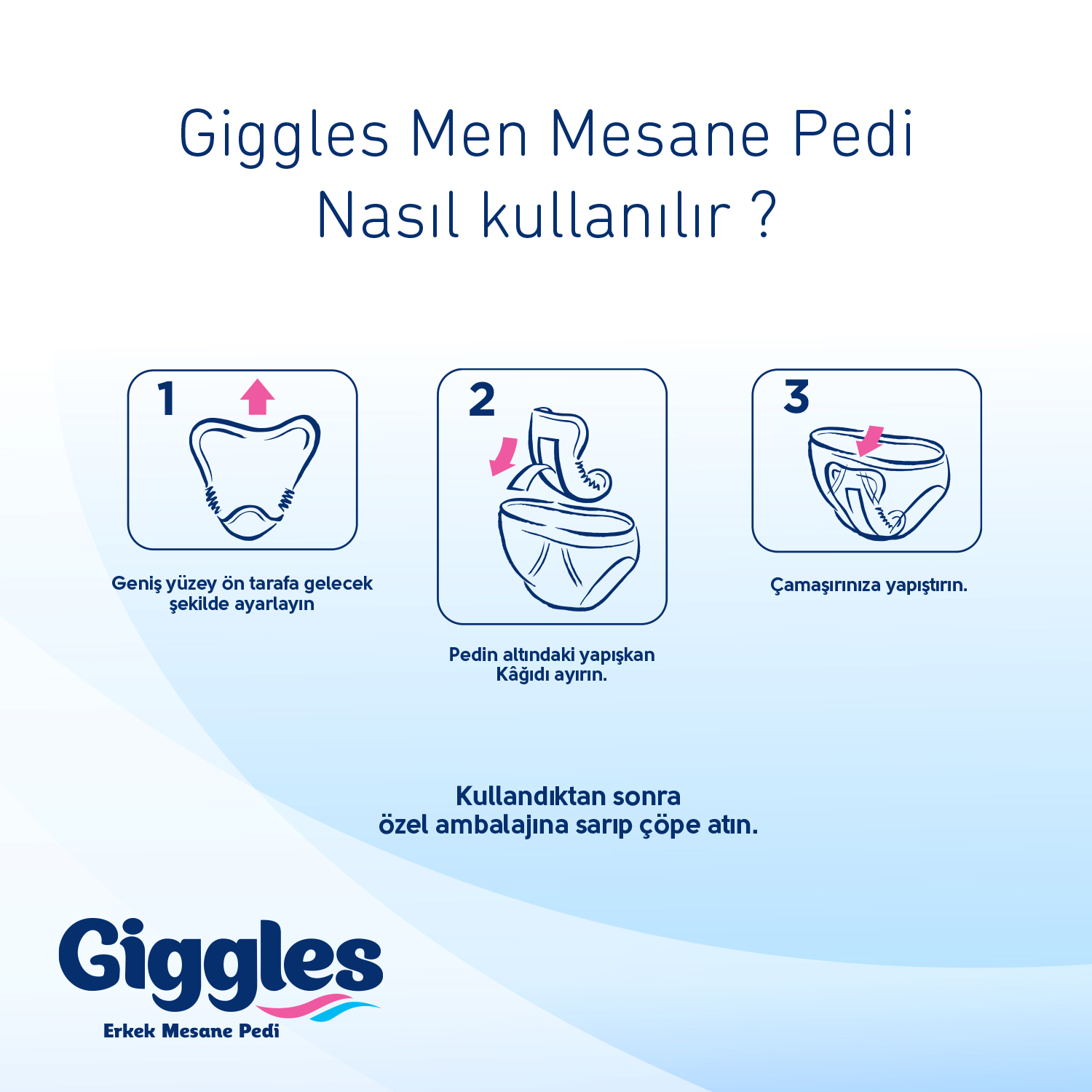 Giggles Yetişkin Erkek Mesane Pedi - L Beden - 6 Paket 120 Adet